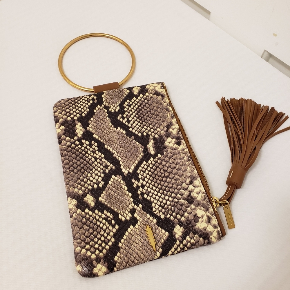 Ec Thacker "Nolita" Clutch Python Print Zip Close… - image 2